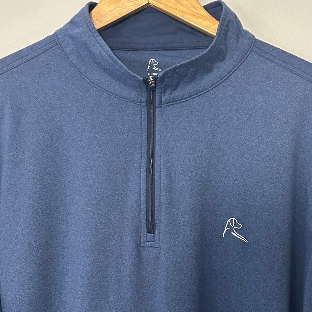 Rhoback 1/4 Zip Pullover Men XXL Blue Heather Performance Long Sleeve Golf